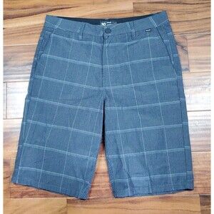 Hurley Mens Gray Plaid Shorts Sz 30 Flat Front Golf 30x11